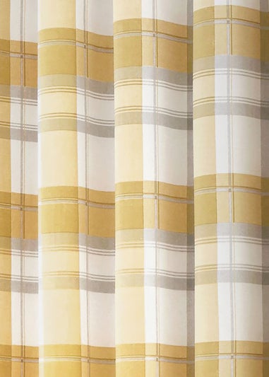 Fusion Balmoral Check Yellow Eyelet Curtains