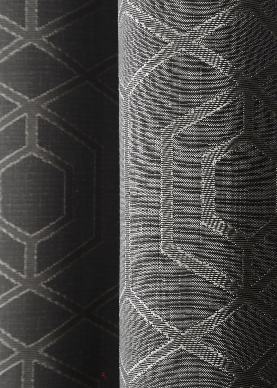 Curtina Camberwell Jacquard Grey Eyelet Curtains