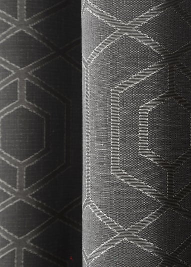 Curtina Camberwell Jacquard Grey Eyelet Curtains