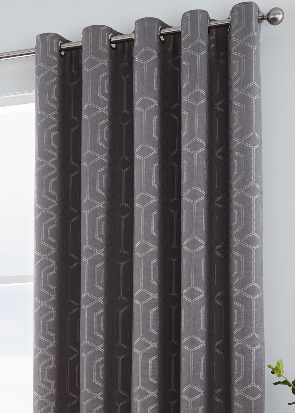 Curtina Camberwell Jacquard Grey Eyelet Curtains