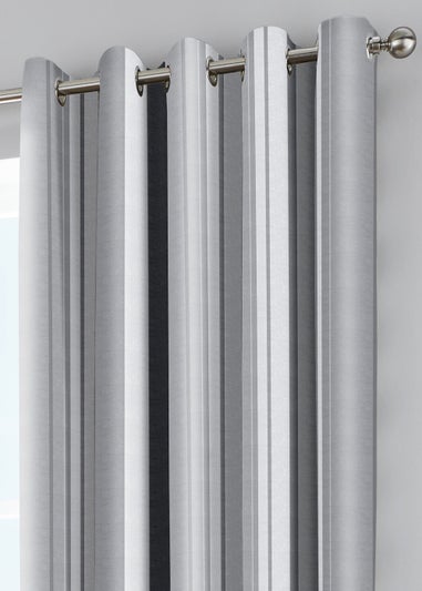 Fusion Whitworth Stripe Grey Eyelet Curtains