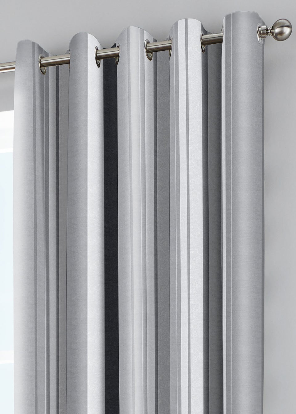 Fusion Whitworth Stripe Grey Eyelet Curtains