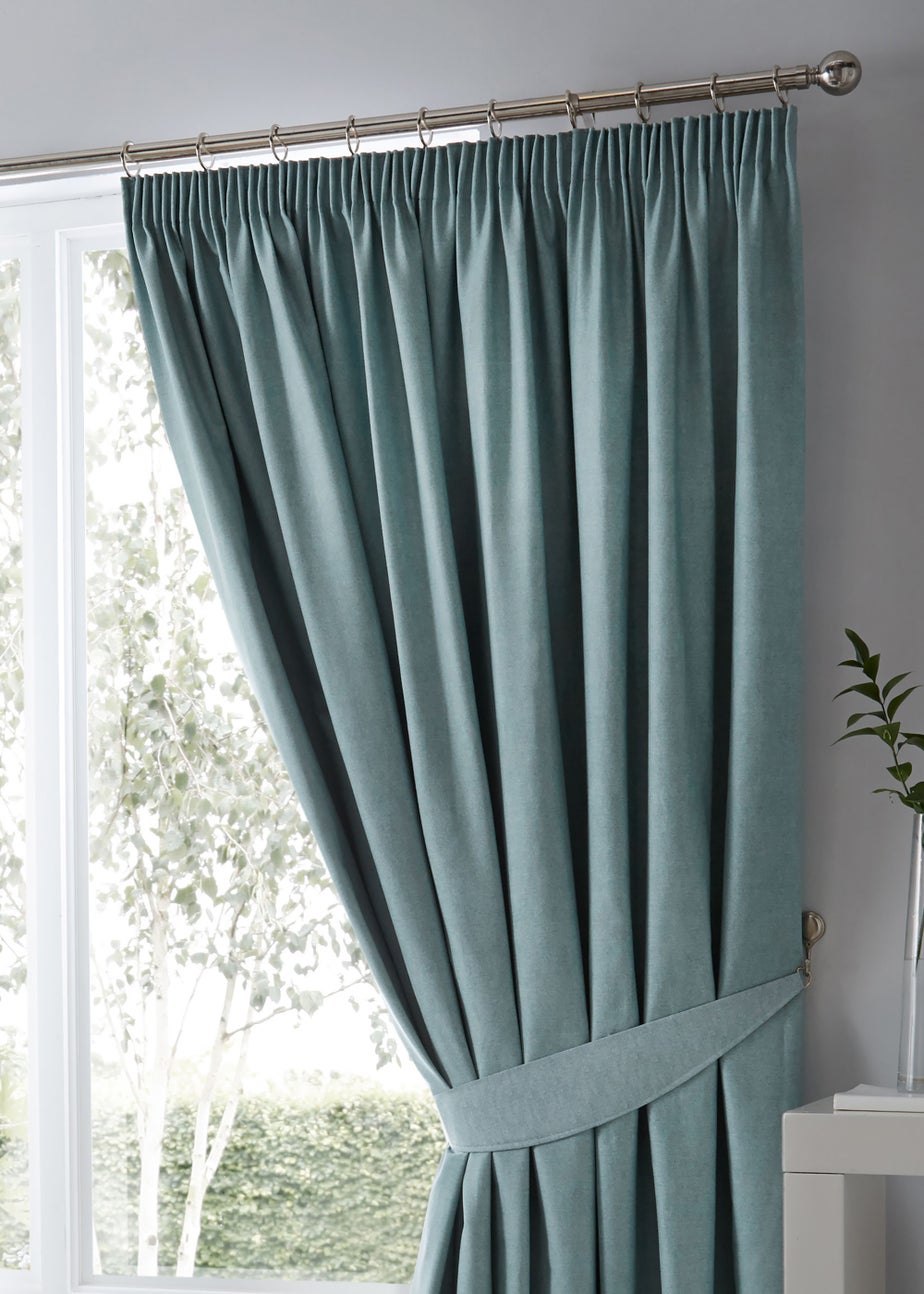 Fusion Dijon Blackout Blue Pencil Pleat Curtains
