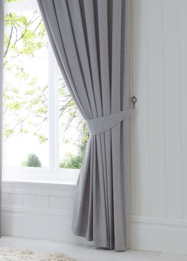 Fusion Dijon Blackout Silver Pencil Pleat Curtains