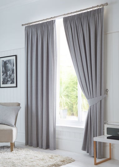 Fusion Dijon Blackout Silver Pencil Pleat Curtains