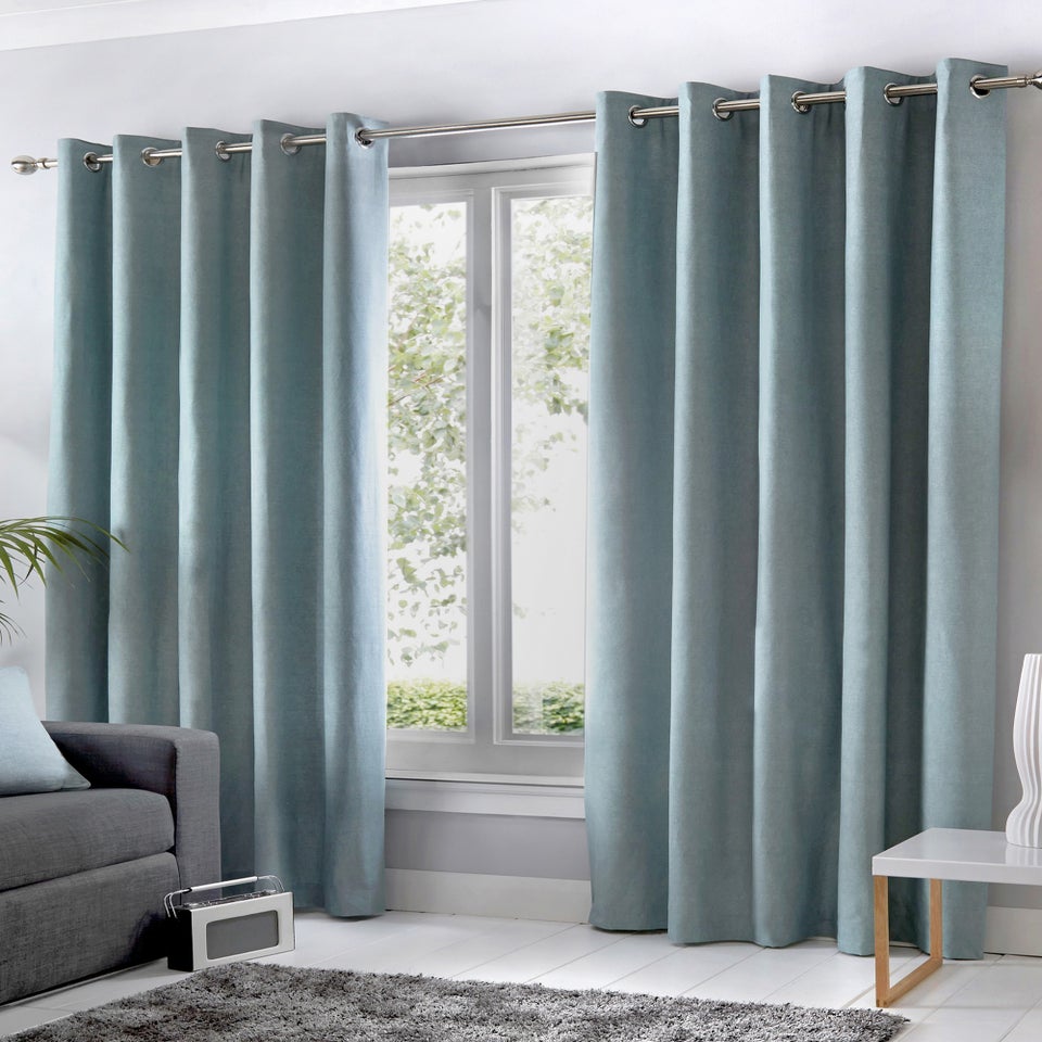 Fusion Sorbonne Duck Egg Blue Eyelet Curtains