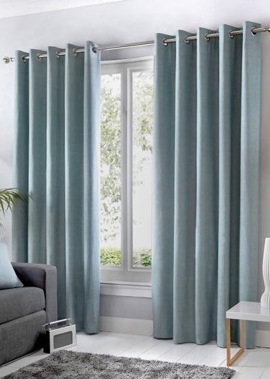 Fusion Sorbonne Duck Egg Blue Eyelet Curtains