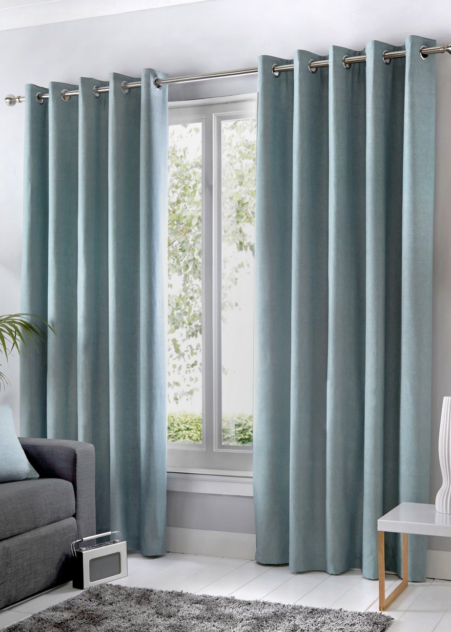 Fusion Sorbonne Duck Egg Blue Eyelet Curtains