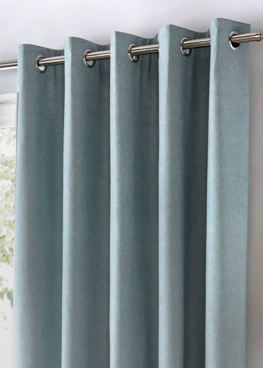 Fusion Sorbonne Duck Egg Blue Eyelet Curtains