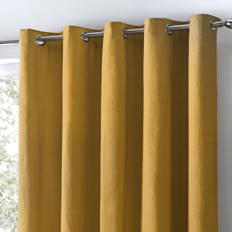 Fusion Sorbonne Yellow Eyelet Curtains