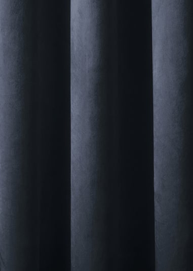 Laurence Llewelyn-Bowen Montrose Velvet Blackout Navy Eyelet Curtains