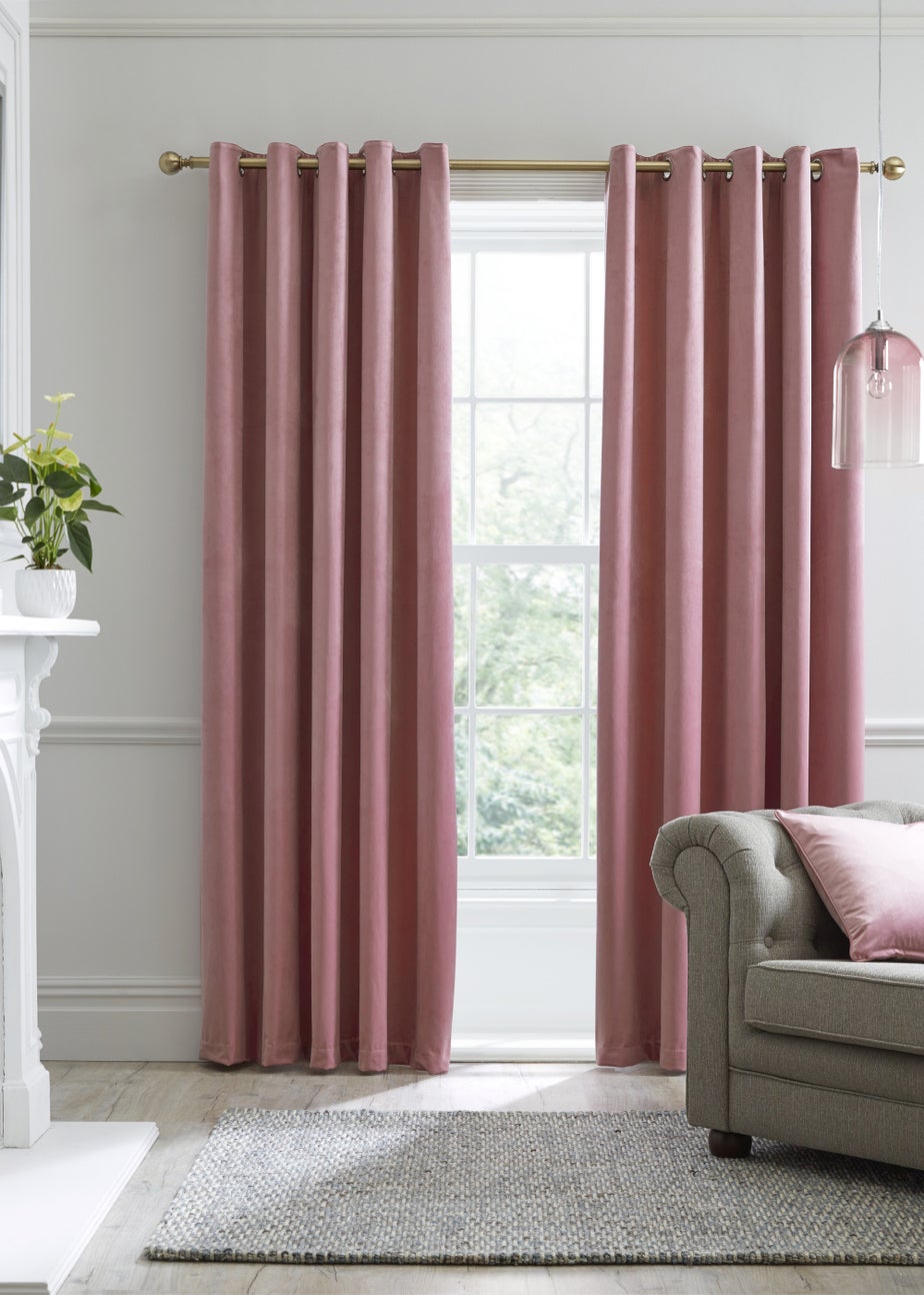 Laurence Llewelyn-Bowen Montrose Velvet Blackout Pink Eyelet Curtains
