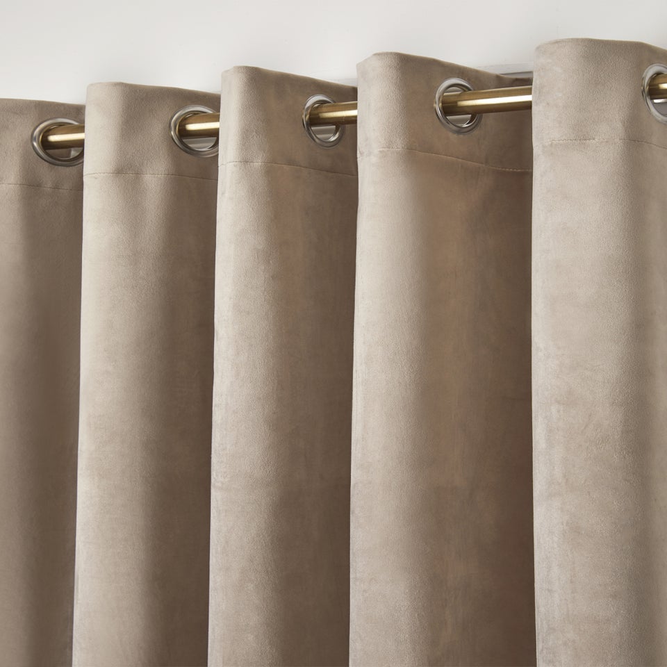 Laurence Llewelyn-Bowen Montrose Velvet Blackout Beige Eyelet Curtains