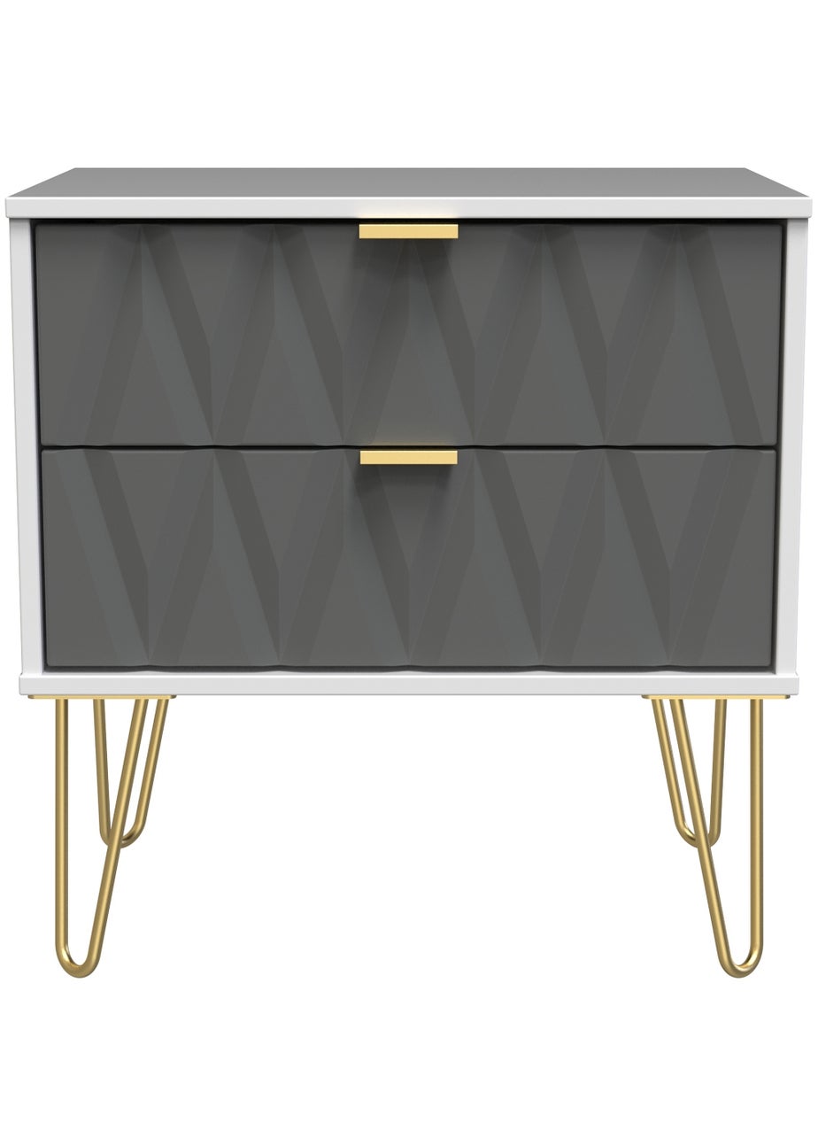 Swift Prism 2 Drawer Midi Bedside Cabinet (52.5cm x 39.5cm x 57cm)