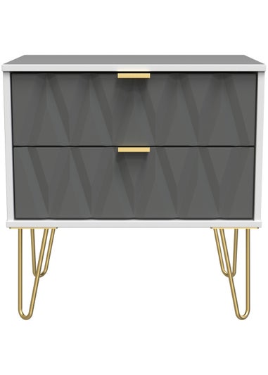 Swift Prism 2 Drawer Midi Bedside Cabinet (52.5cm x 39.5cm x 57cm)