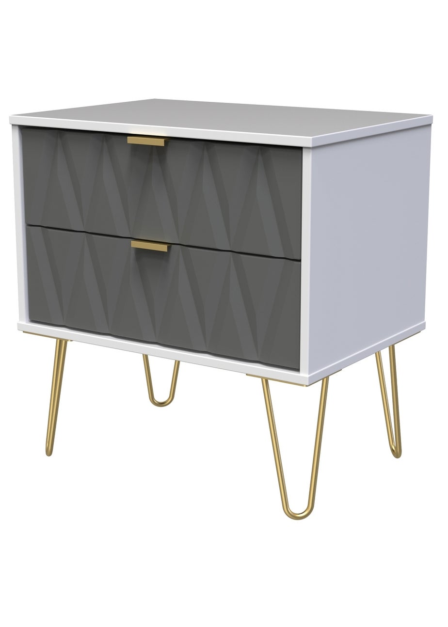 Swift Prism 2 Drawer Midi Bedside Cabinet (52.5cm x 39.5cm x 57cm)