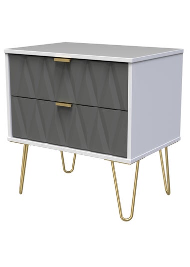 Swift Prism 2 Drawer Midi Bedside Cabinet (52.5cm x 39.5cm x 57cm)