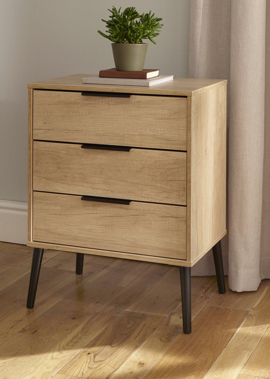 Ready Assembled Milano 3 Drawer Midi Chest