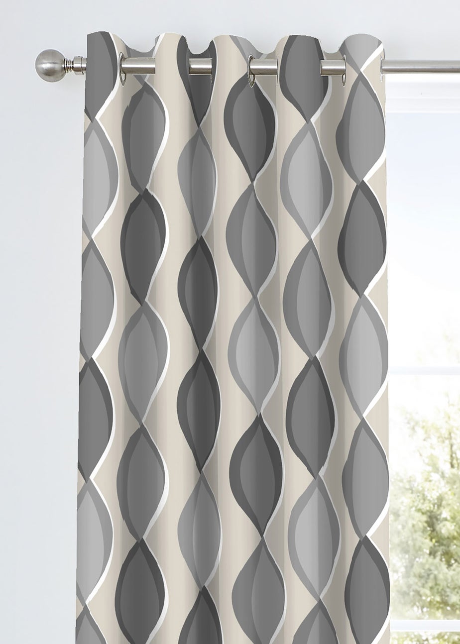 Fusion Lennox Grey Eyelet Curtains