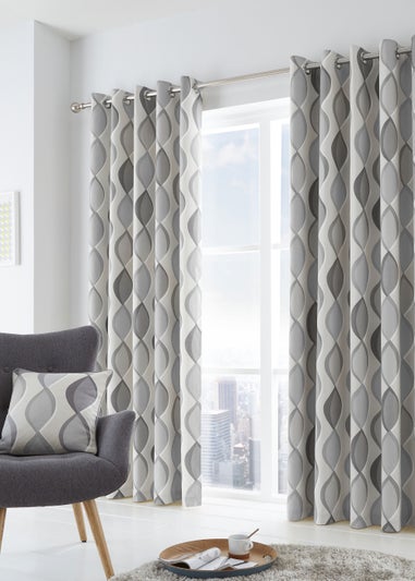 Fusion Lennox Grey Eyelet Curtains