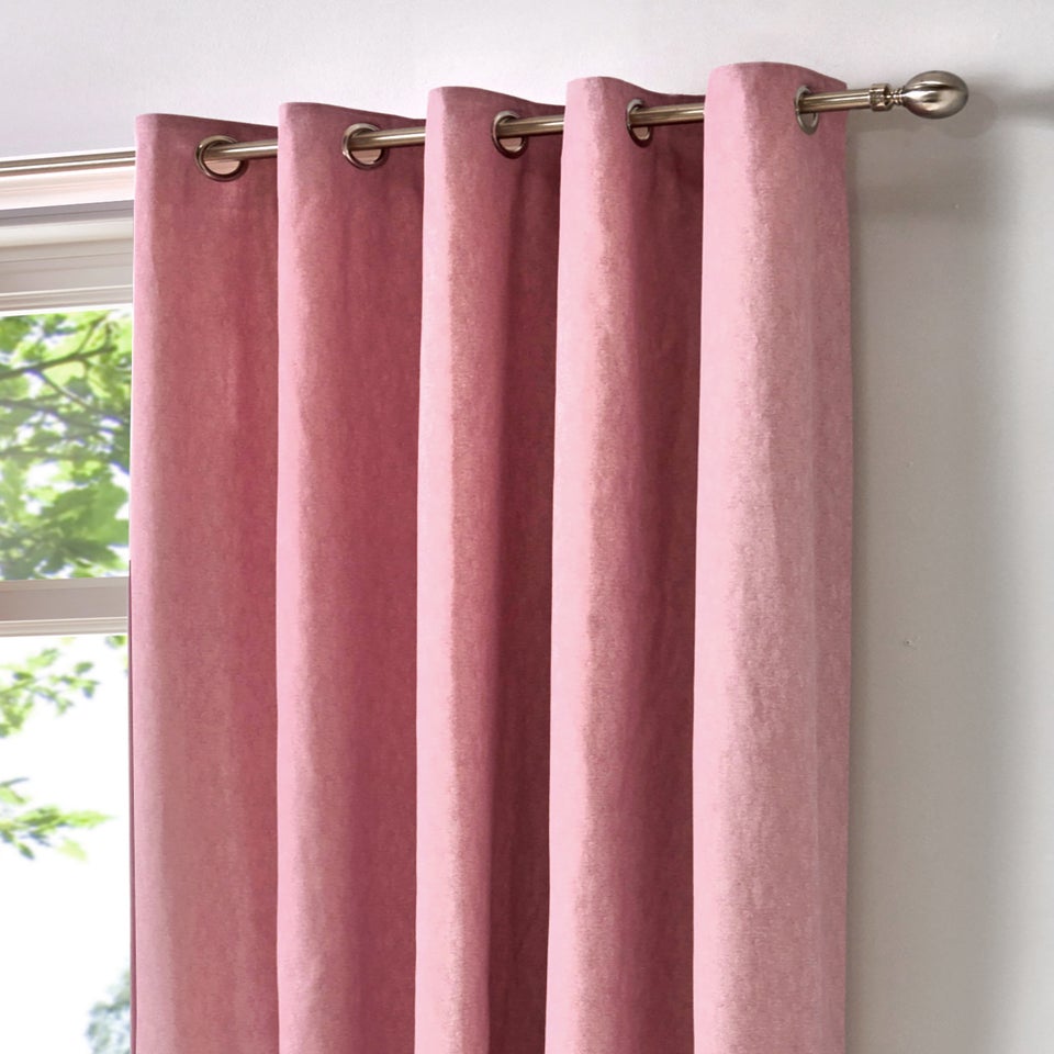 Fusion Sorbonne Pink Eyelet Curtains