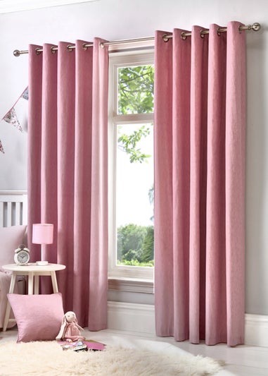 Fusion Sorbonne Pink Eyelet Curtains