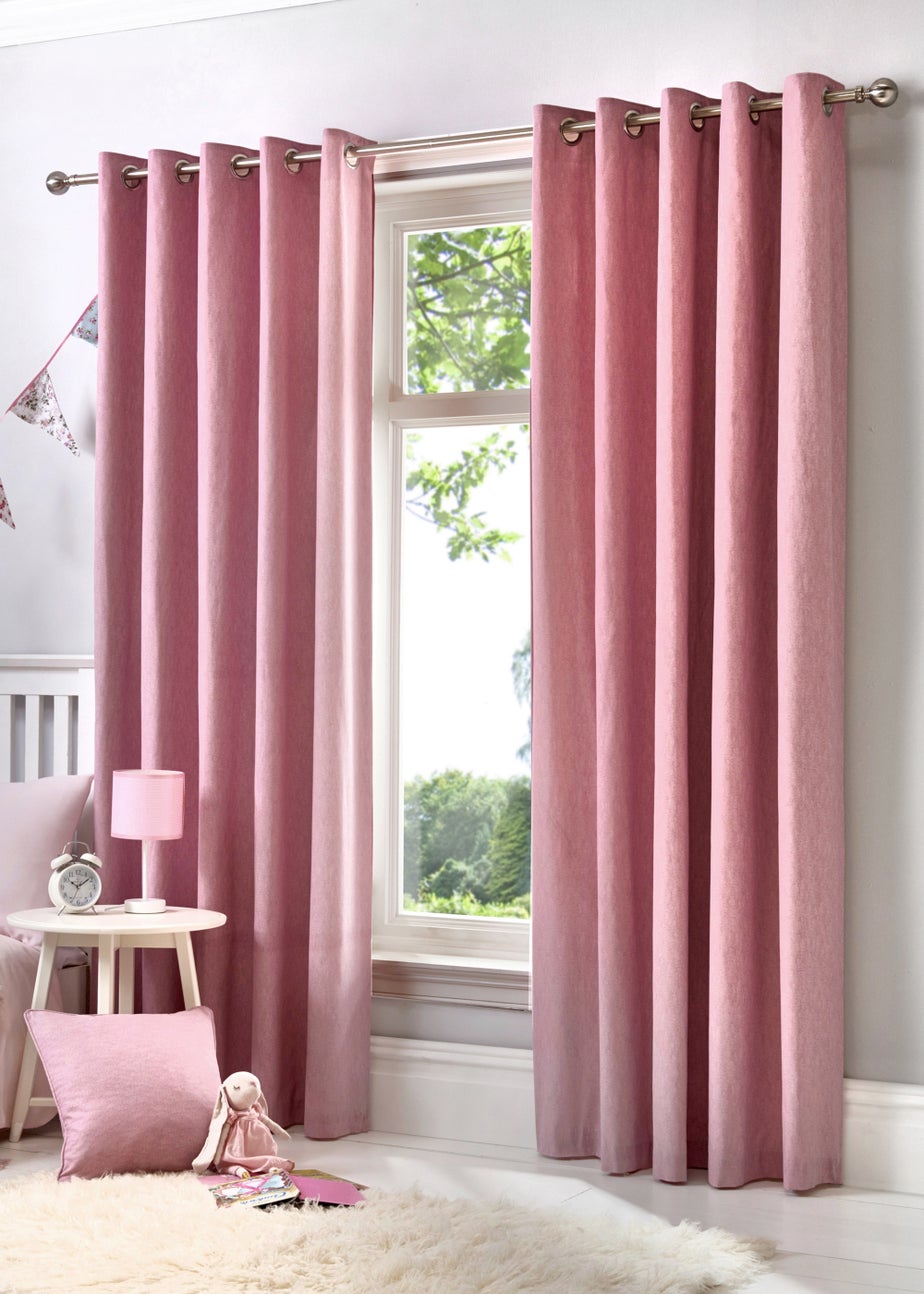 Fusion Sorbonne Pink Eyelet Curtains