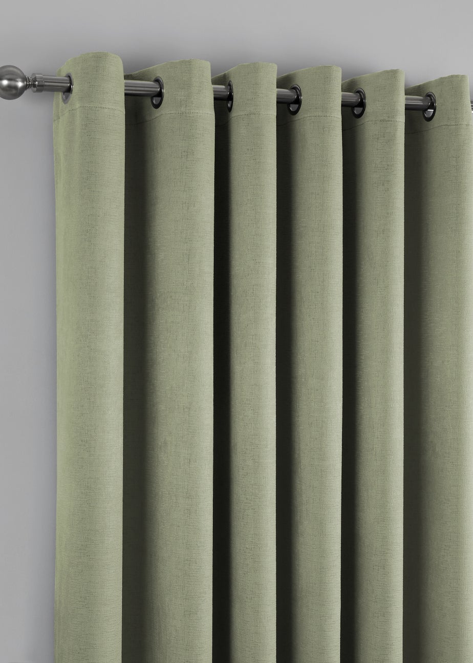 Fusion Strata Dimout Green Eyelet Curtains