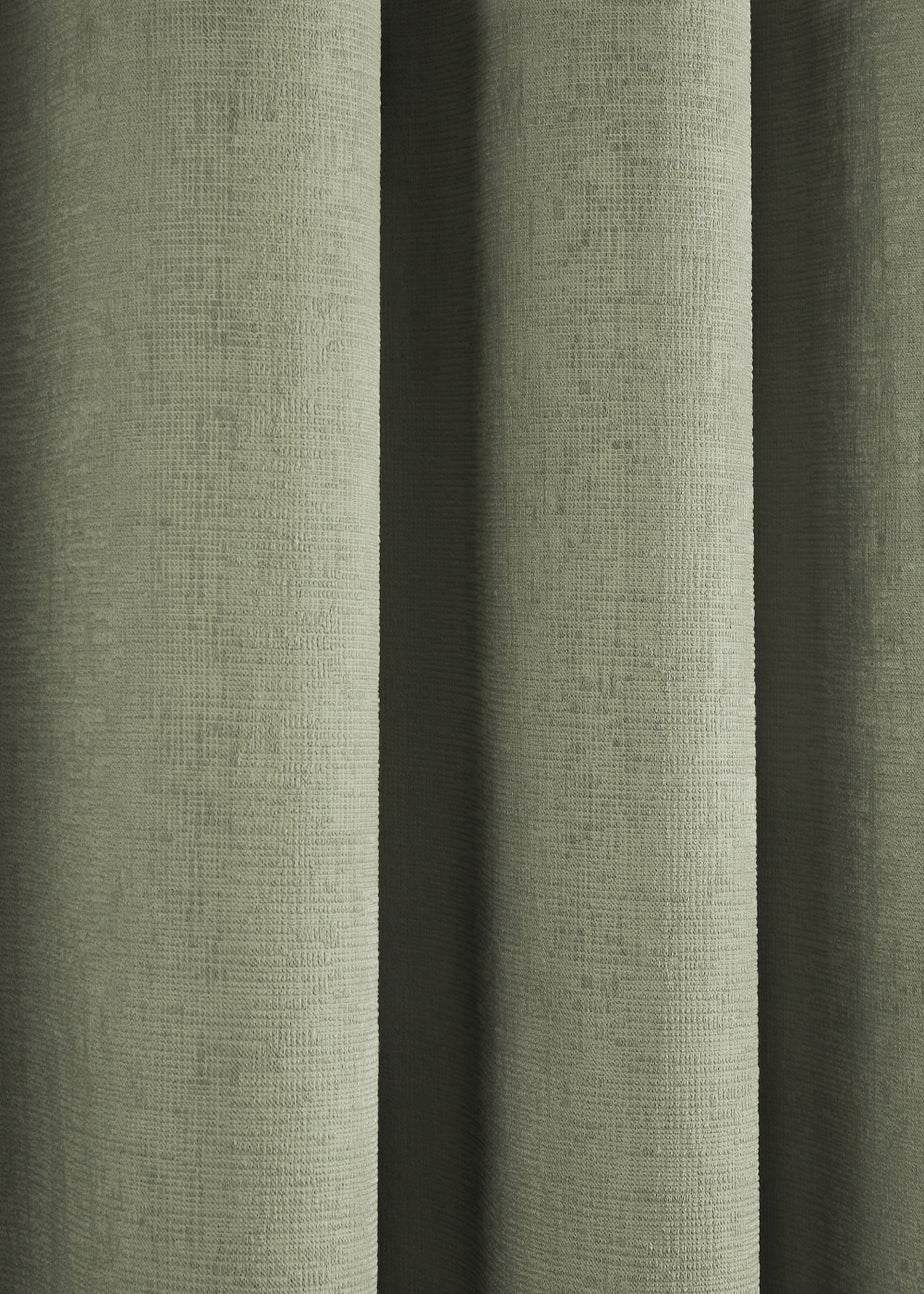 Fusion Strata Dimout Green Eyelet Curtains
