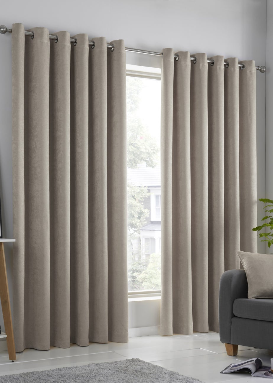 Fusion Strata Dimout Natural Eyelet Curtains