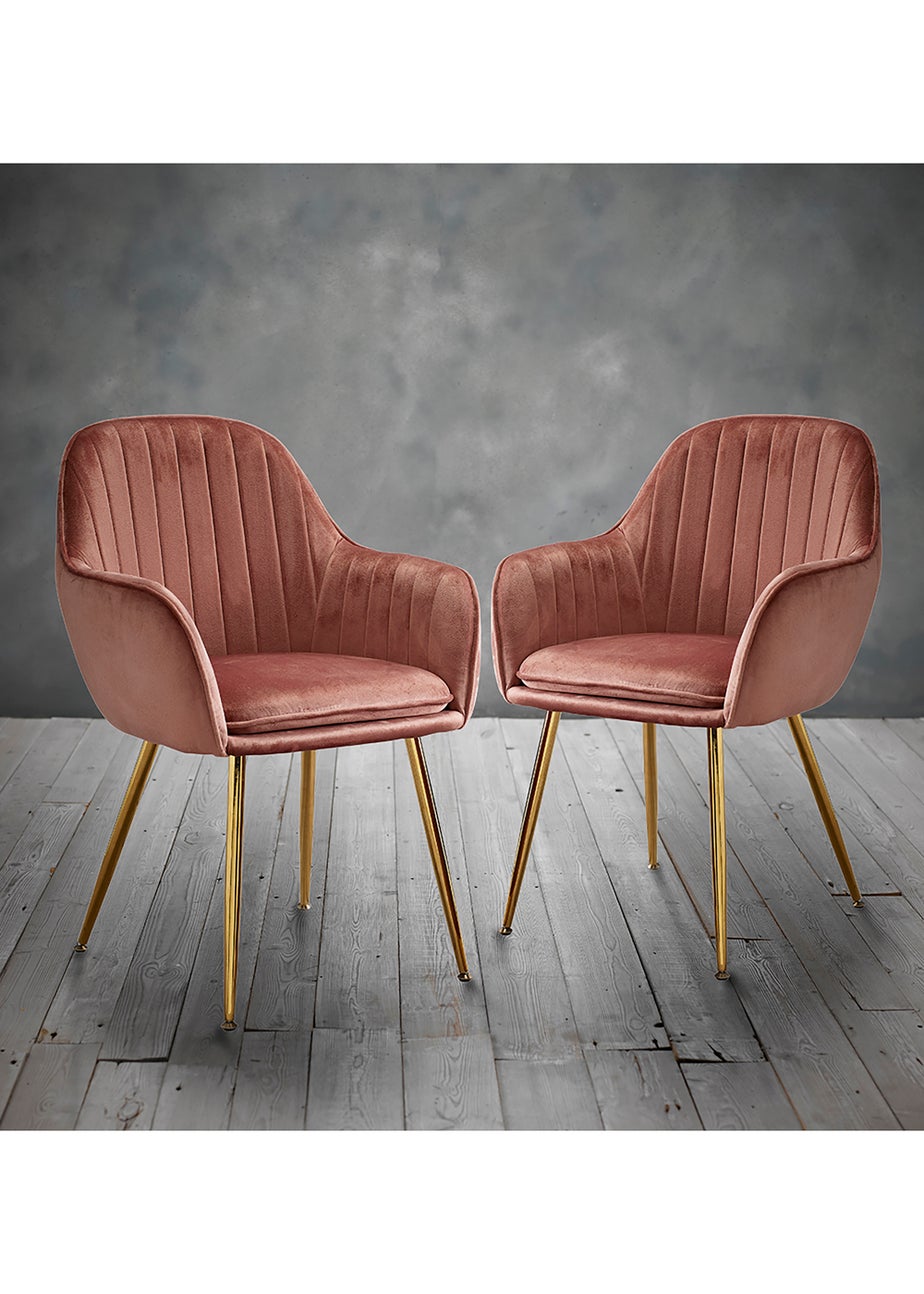 LPD Furniture Set of 2  Lara Dining Chairs Pink