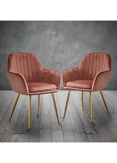 LPD Furniture Set of 2  Lara Dining Chairs Pink