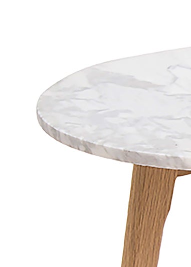 LPD Furniture Harlow Round Nest Of Tables Oak-White Marble Top (450x0x500mm)