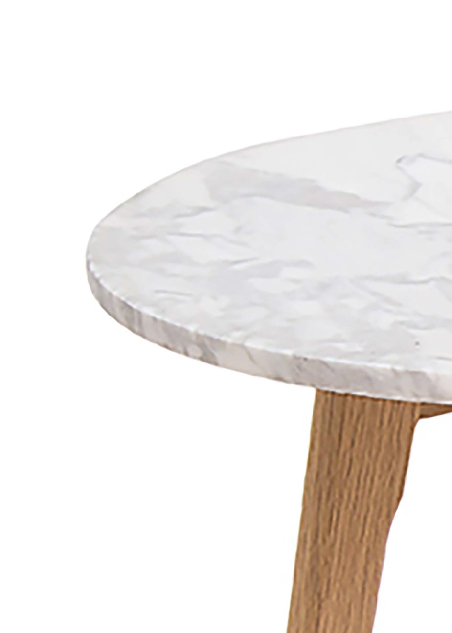 LPD Furniture Harlow Round Nest Of Tables Oak-White Marble Top (450x0x500mm)