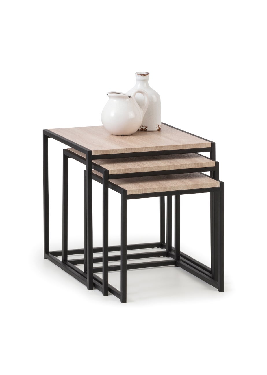 Julian Bowen Tribeca Nest Of 3 Tables Black/Sonoma Oak (45 x 45 x 45 cm)