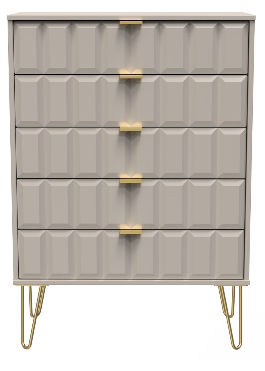 Ready Assembled Cube 5 Drawer Chest of Drawers