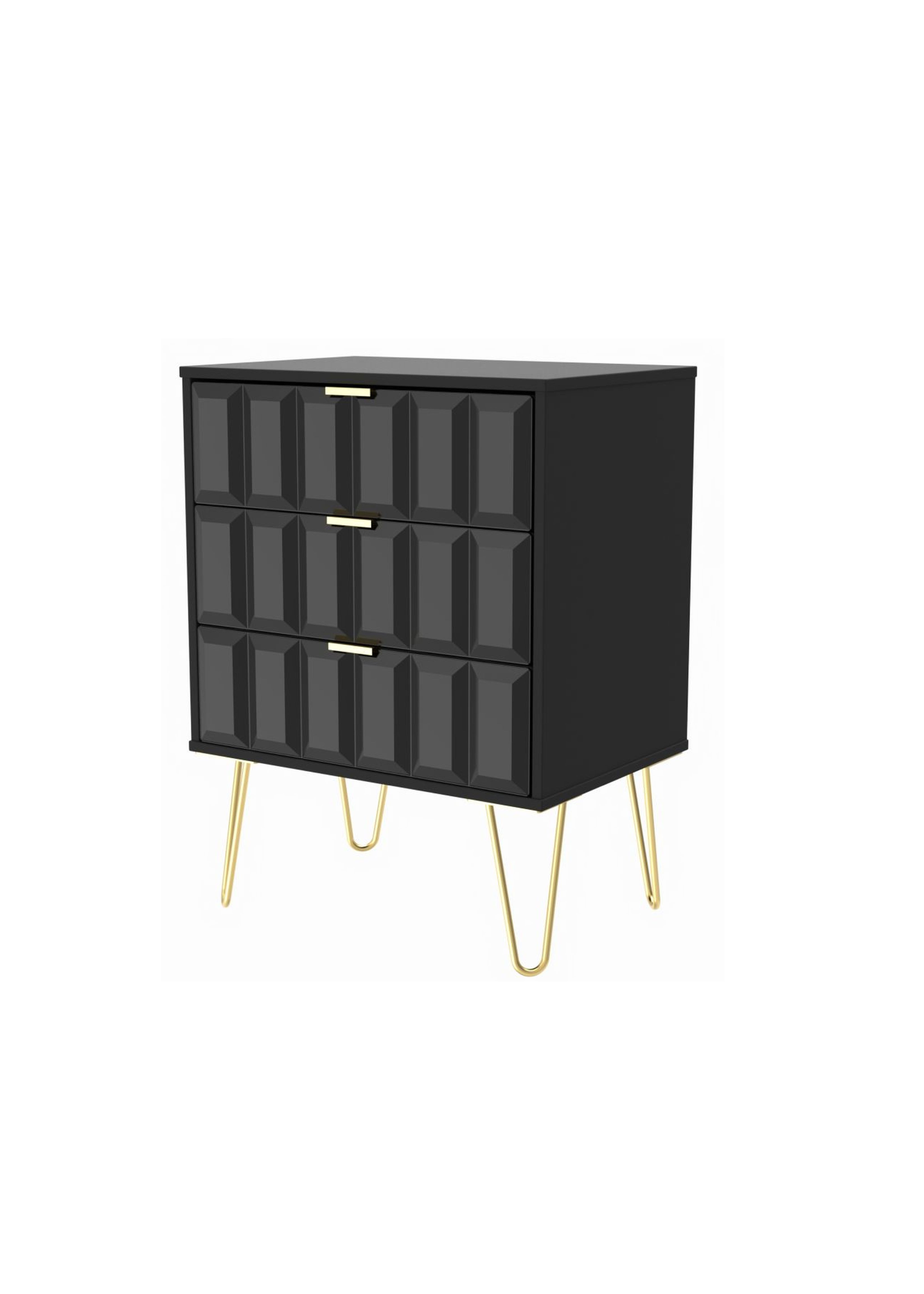 Swift Cube 3 Drawer Midi Chest of Drawers (74cm x 39.5cm x 57.5cm)