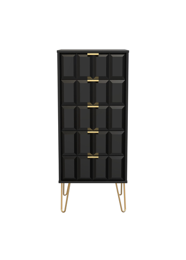 Swift Cube 5 Drawer Tall Bedside Cabinet (107.5cm x 41.5cm x 39.5cm)