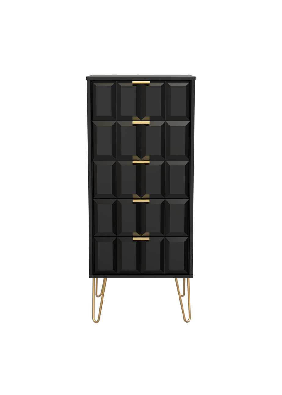 Swift Cube 5 Drawer Tall Bedside Cabinet (107.5cm x 41.5cm x 39.5cm)