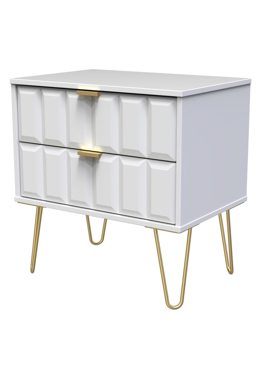 Swift Cube 2 Drawer Midi Bedside Cabinet (52.5cm x 39.5cm x 57cm)
