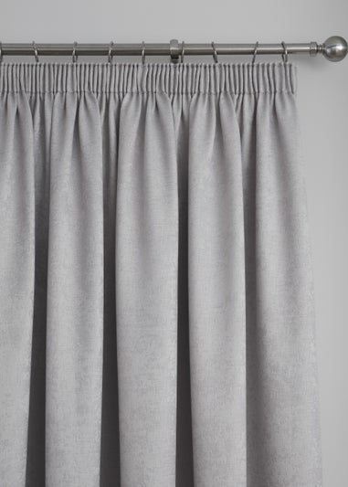 Fusion Galaxy Dimout Silver Pencil Pleat Curtains