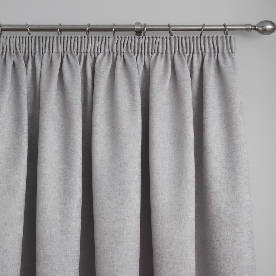 Fusion Galaxy Dimout Silver Pencil Pleat Curtains