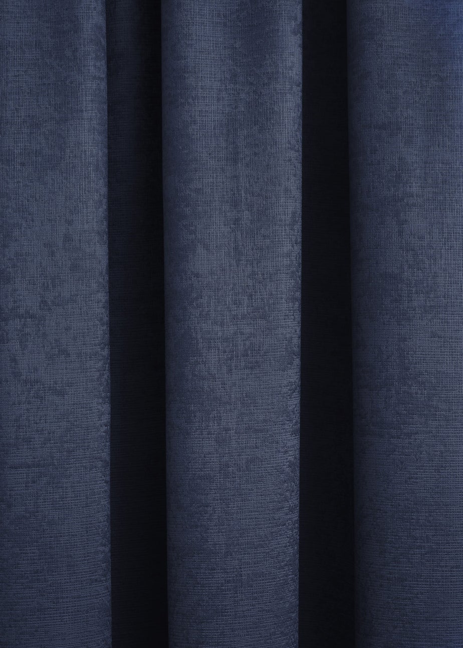Fusion Galaxy Dimout Navy Pencil Pleat Curtains
