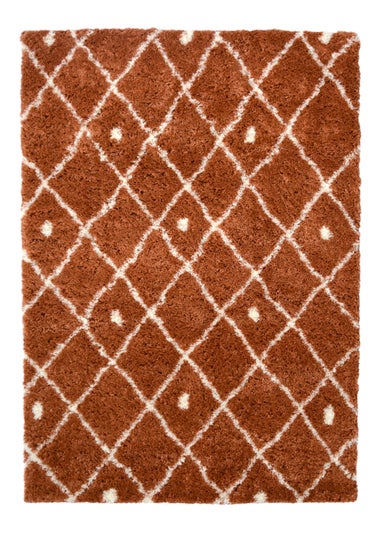 Homemaker Terracotta Snug Shaggy Diamond Rug