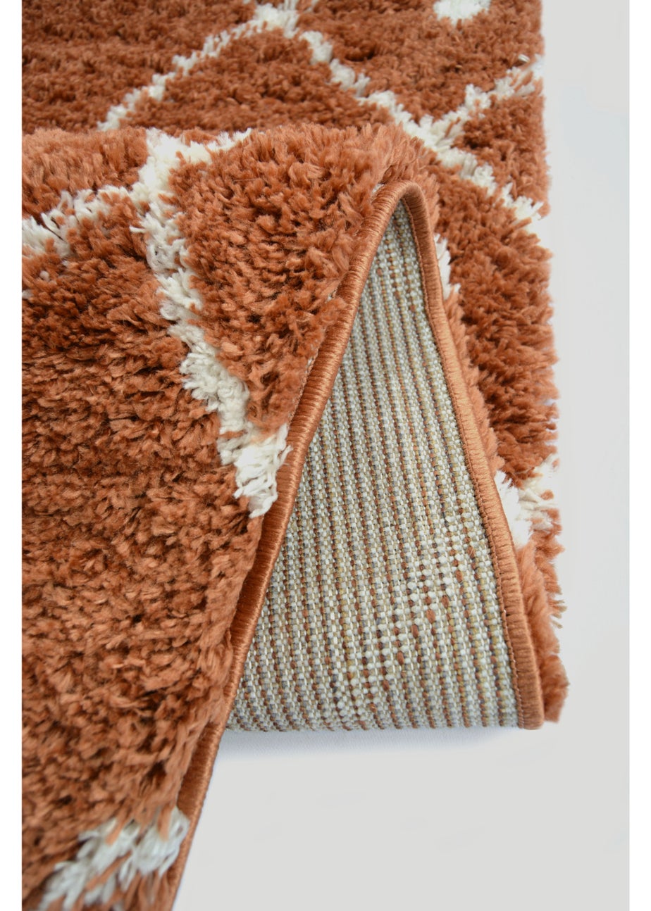 Homemaker Terracotta Snug Shaggy Diamond Rug
