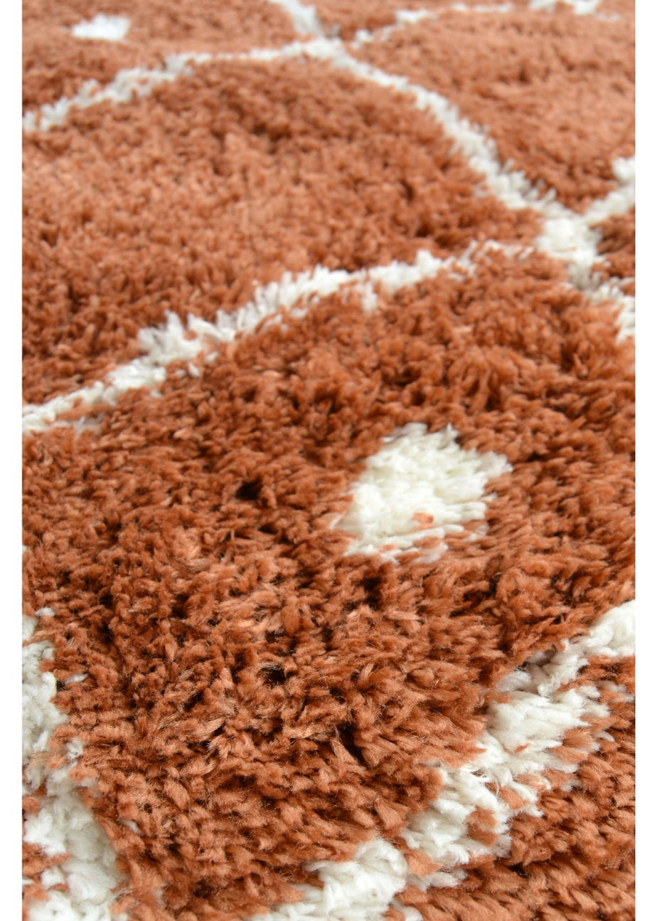 Homemaker Terracotta Snug Shaggy Diamond Rug