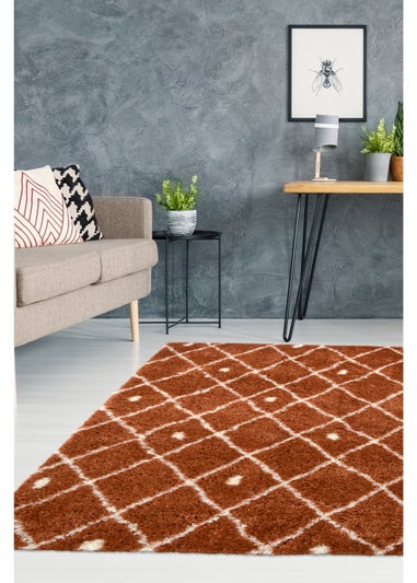 Homemaker Terracotta Snug Shaggy Diamond Rug