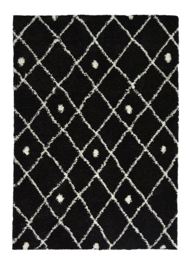 Homemaker Black Snug Shaggy Diamond Rug