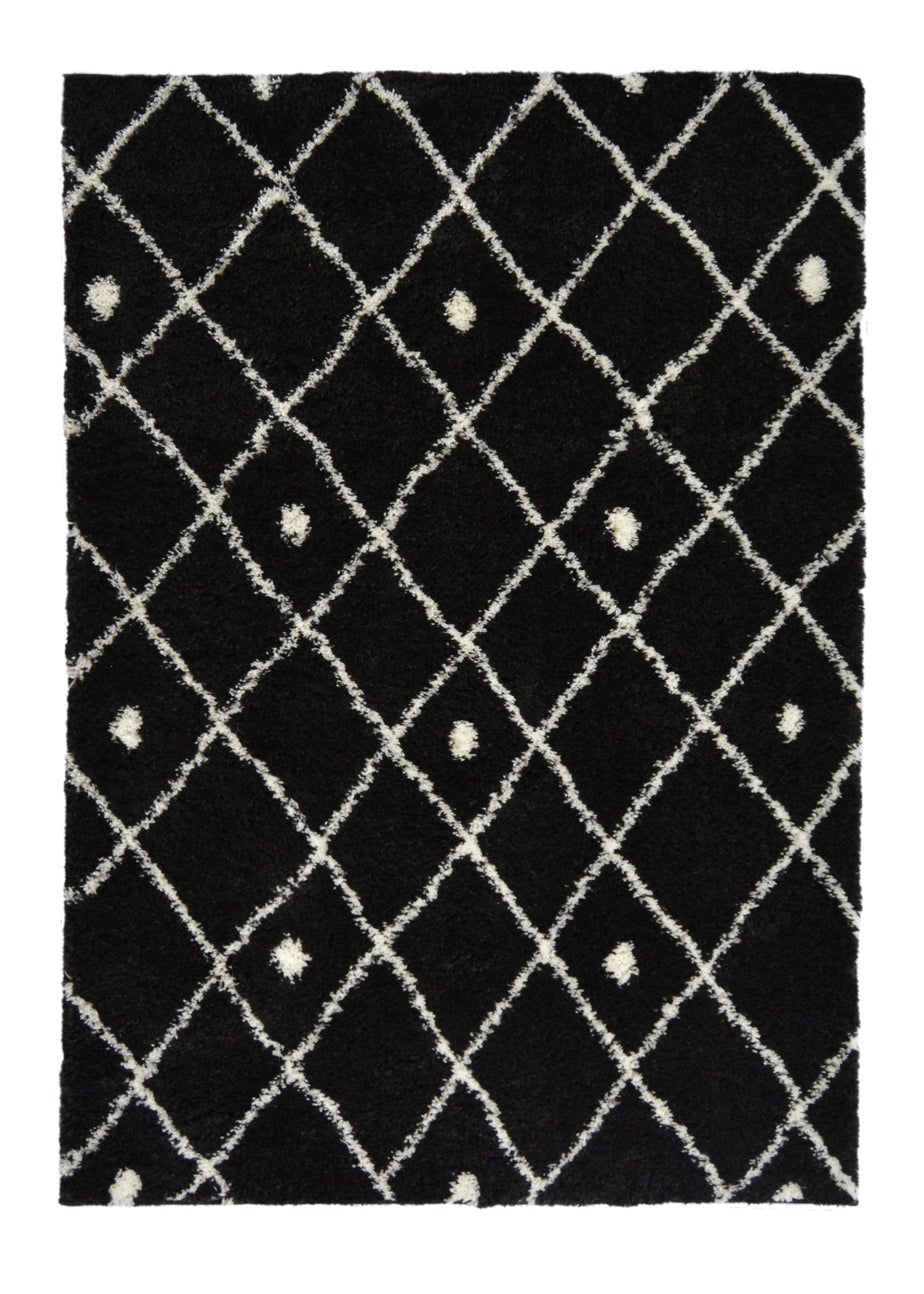 Homemaker Black Snug Shaggy Diamond Rug