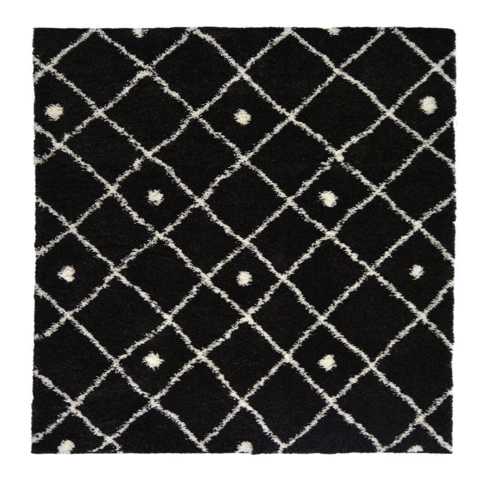 Homemaker Black Snug Shaggy Diamond Rug